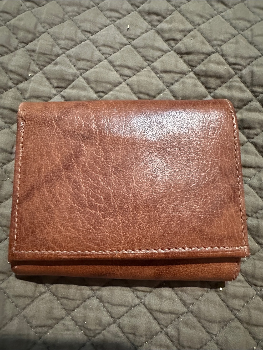 Brown Genuine Leather Tri Fold Wallet